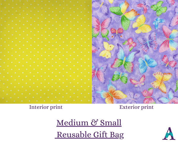 3 Piece Reusable Gift Bags -  Unicorns/Butterflies