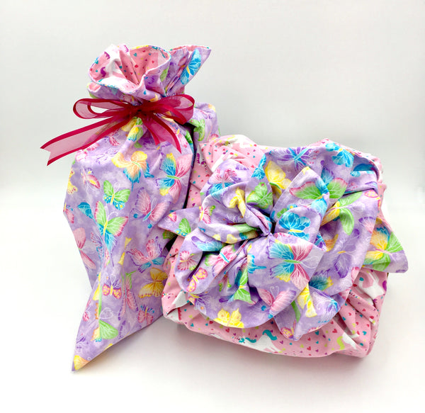 3 Piece Reusable Gift Bags -  Unicorns/Butterflies