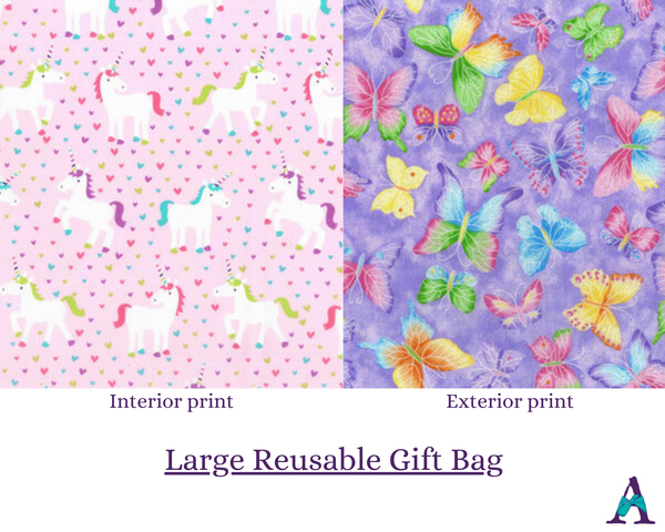 3 Piece Reusable Gift Bags -  Unicorns/Butterflies